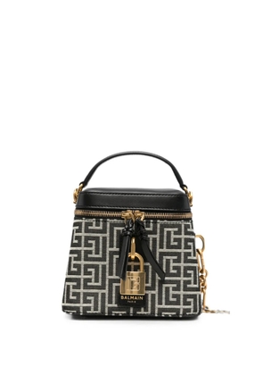 Balmain Monogram-pattern padlock mini bag - Black