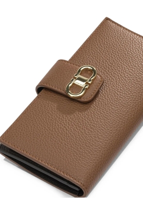 Ferragamo Gancini Continental pebbled leather wallet - Brown