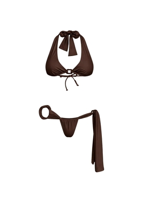 Amir Slama halterneck ring-detail bikini - Brown