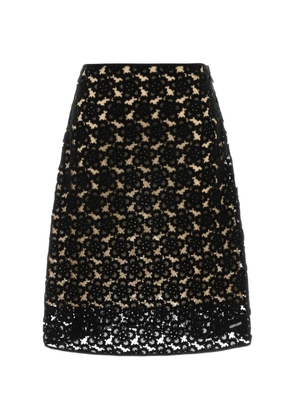 Miu Miu floral-macramé midi skirt - Black