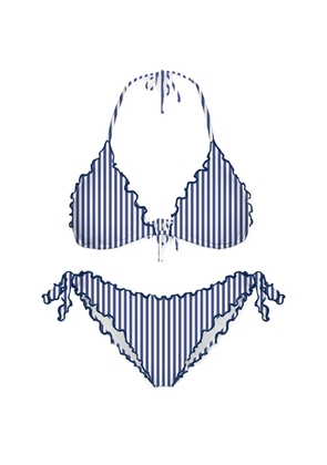 MC2 Saint Barth striped ruffled bikini - Blue