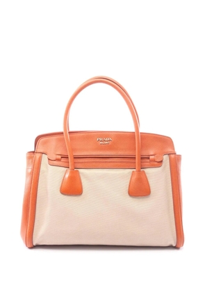 Prada Pre-Owned 2010-2026 Bicolor Saffiano Cuir Trimmed Canvas satchel - Neutrals