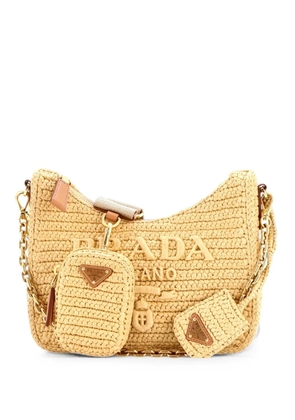 Prada Pre-Owned Re-Edition 2000 Shoulder Bag Raffia Mini hobo bag - Neutrals