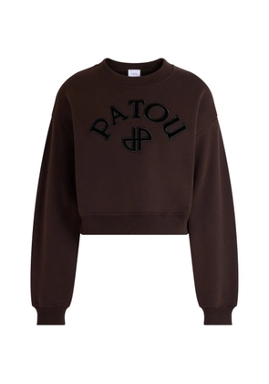 Patou logo-patch cropped sweater - Brown