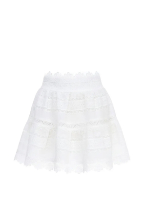 Waimari lace-trim tiered mini skirt - White