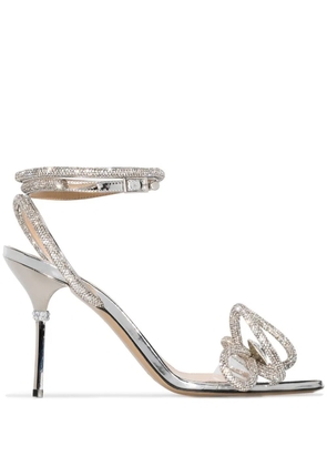 MACH & MACH 95mm crystal-embellished double-bow sandals - Metallic