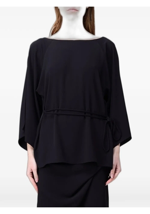Hanita belted boat-neck blouse - Black