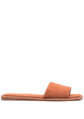 Brunello Cucinelli suede-leather slider sandals - Orange