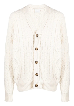 Drôle De Monsieur cable-knit merino cardigan - Neutrals