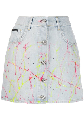 Philipp Plein hot n' cold denim skirt - Blue