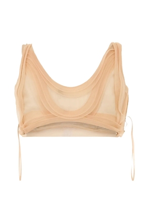 Alberta Ferretti gathered silk top - Neutrals