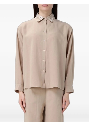 Hanita embroidered-collar long-sleeve shirt - Neutrals
