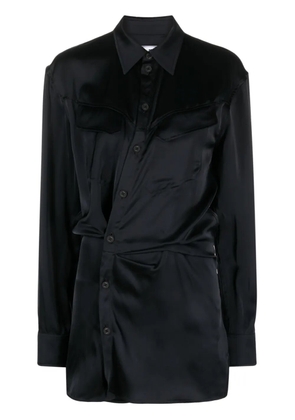 Off-White ruched asymmetric shirt dress - Black
