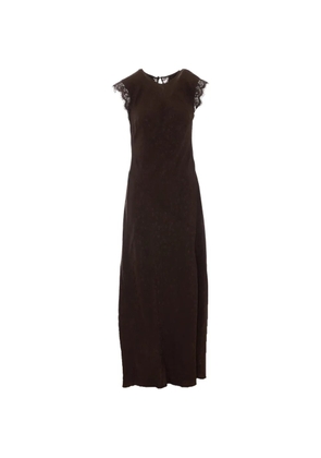 PINKO lace-trim floral-jacquard maxi dress - Brown