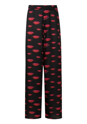 Amir Slama lips-motif straight-leg trousers - Black