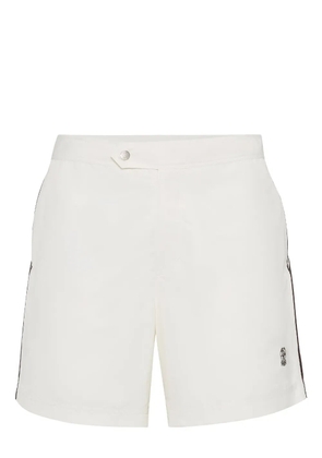 Brunello Cucinelli logo-embroidered swim shorts - White