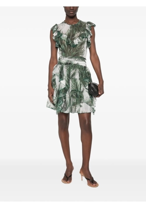 Marco Bologna ruffled palm-print mini dress - White