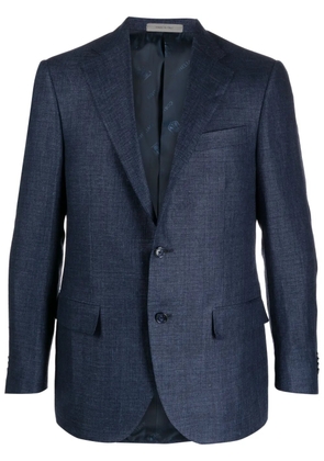 Corneliani single-breasted linen/flax blend blazer - Blue