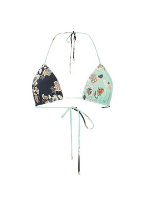 Roberto Cavalli floral-print triangle bikini top - Green