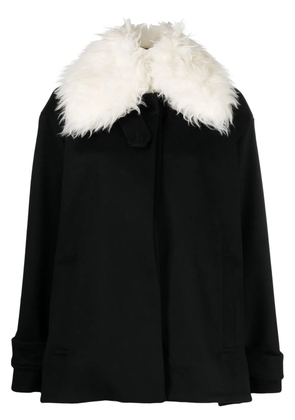 Stella McCartney faux-fur collar wool coat - Black