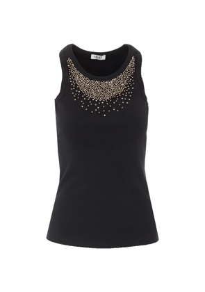 LIU JO strass-embellished ribbed top - Black