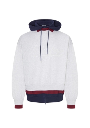 Balenciaga layered frayed-lettering hoodie - Grey