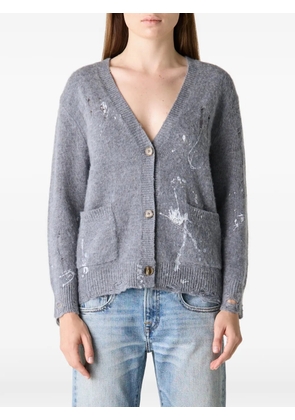 R13 Boy paint-splatter distressed cardigan - Grey