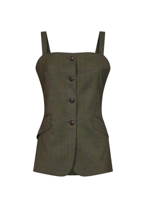 Max Mara Glen checked wool top - Green