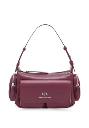 Armani Exchange multi-pocket zip-detail shoulder bag - Purple