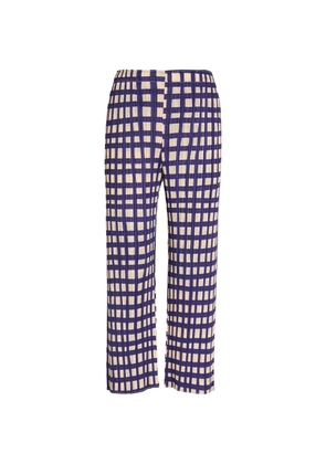Pleats Please Issey Miyake Basket plissé-effect checked trousers - Blue