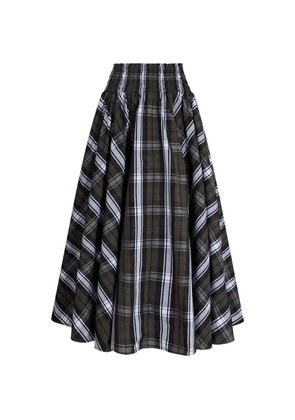 Patou smocked check midi skirt - Green