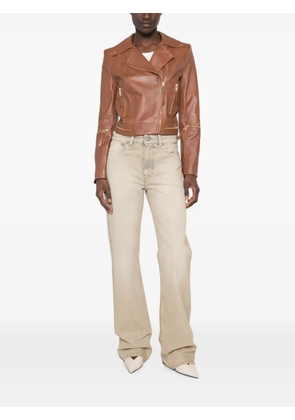 Elisabetta Franchi leather biker jacket - Brown