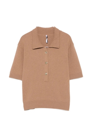 Liviana Conti short-sleeve knitted polo top - Brown