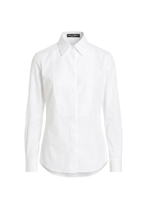 Dolce & Gabbana bib-front long-sleeve cotton tuxedo shirt - White