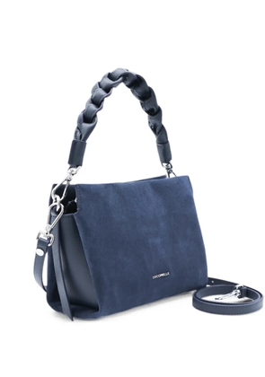 Coccinelle braided-handle suede-detail shoulder bag - Blue