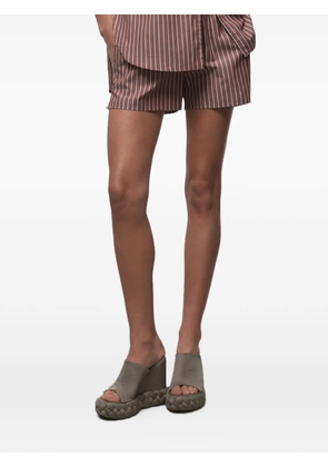 CAYET Anita vertical-stripe shorts - Brown