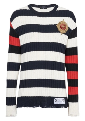 Balmain striped pattern jumper - White