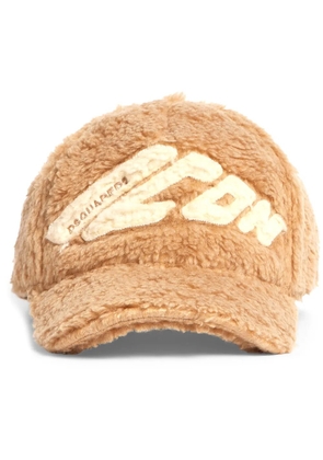 DSQUARED2 Icon-appliqué faux-shearling cap - Neutrals