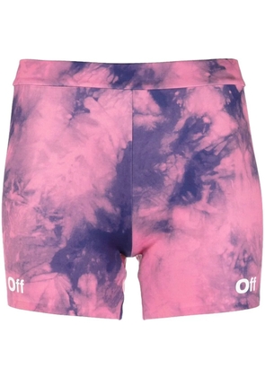 Off-White logo-print tie-dye shorts - Pink