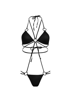 Amir Slama ring-detail halterneck swimsuit - Black