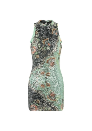 Roberto Cavalli sequin-embellished floral-print mini dress - Green