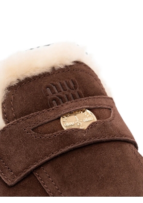 Miu Miu logo-plaque mules - Brown