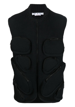 Off-White Multipockets waffle-knit gilet - Black