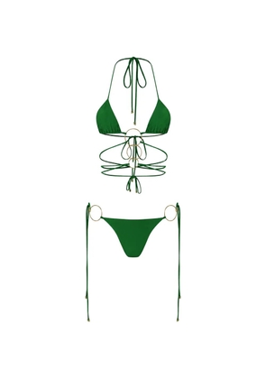 Amir Slama ring-detail tie-fastening bikini - Green