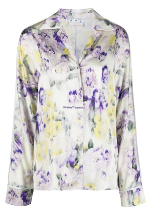 Off-White Chine Satin floral-print shirt - Green