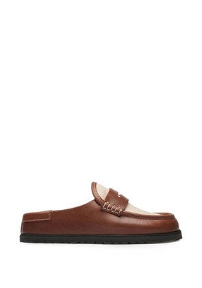 Birkenstock Naples calf leather-trimmed canvas sandals - Brown