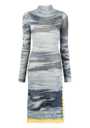 Diesel tie-dye ribbed-knit dress - Blue