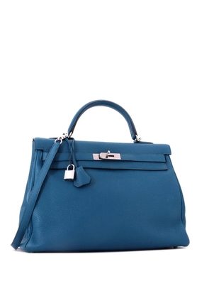 Hermès Pre-Owned Kelly Handbag Blue Togo with Palladium Hardware 35 satchel