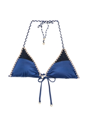 BANANA MOON crochet-trim glitter-detail bikini top - Blue