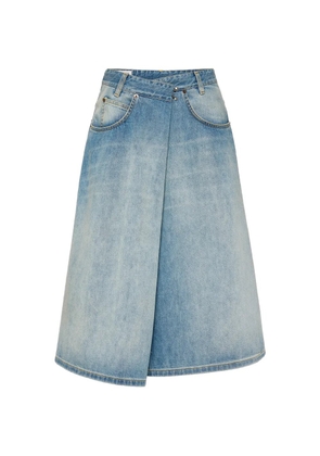 Maison Margiela wrap-design denim midi skirt - Blue